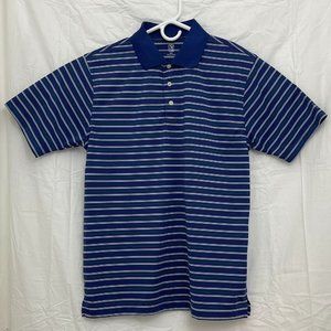 PGA Tour Golf Short Sleeve Polo Shirt Unisex S Striped Blue